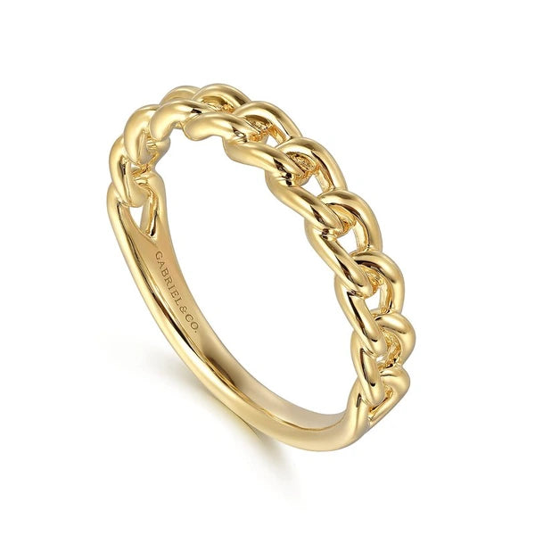 14K Yellow Gold Cuban Link Stackable Ring