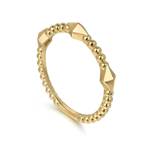 14K Yellow Plain Gold Bujukan Pyramid Classic Ladies Ring