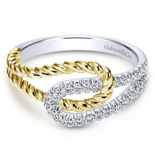 14K White/Yellow Gold Interlocking Loops Diamond Ring