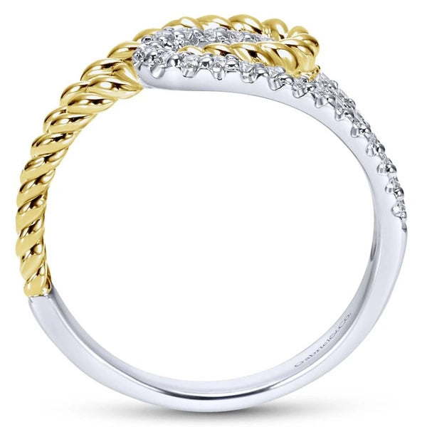 14K White/Yellow Gold Interlocking Loops Diamond Ring