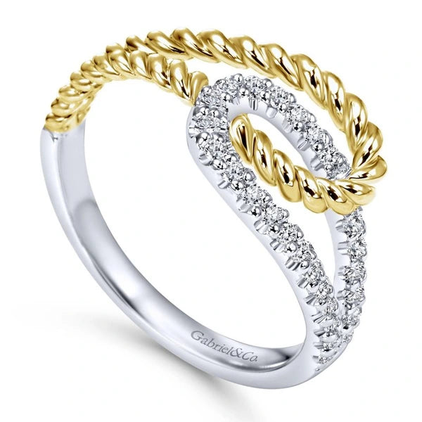 14K White/Yellow Gold Interlocking Loops Diamond Ring