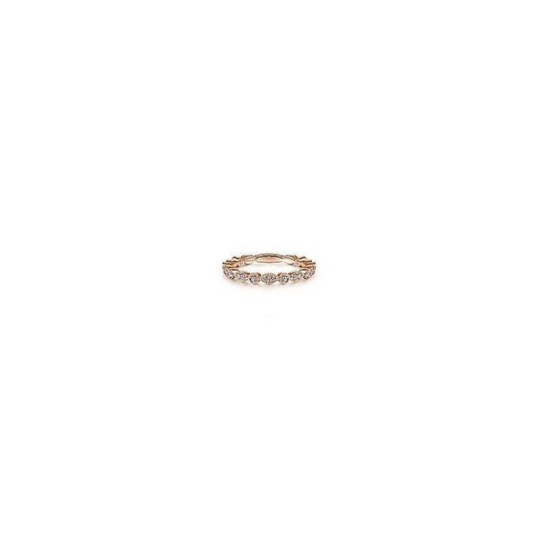 14K Rose Gold Marquise and Round Station Diamond Ring