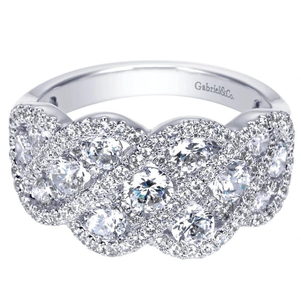 14K White Gold Woven Diamond Statement Ring