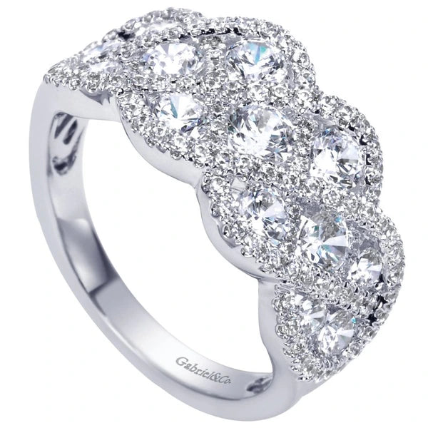 14K White Gold Woven Diamond Statement Ring