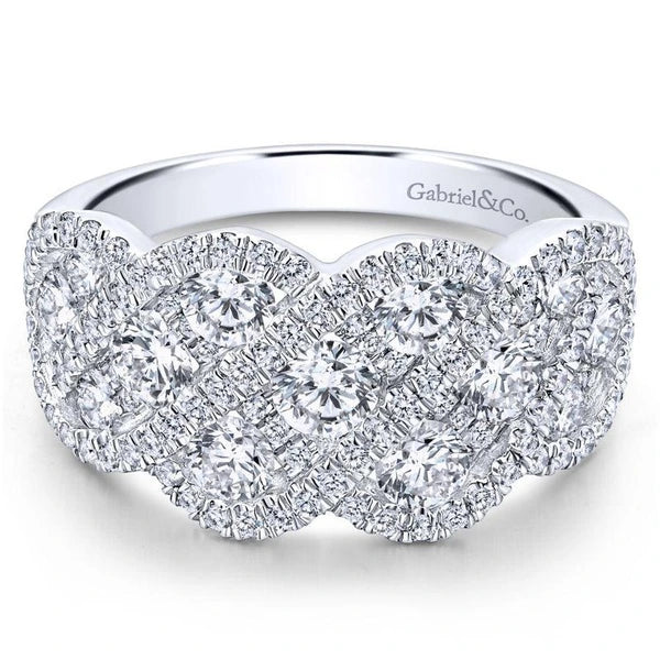 14K White Gold Woven Diamond Statement Ring