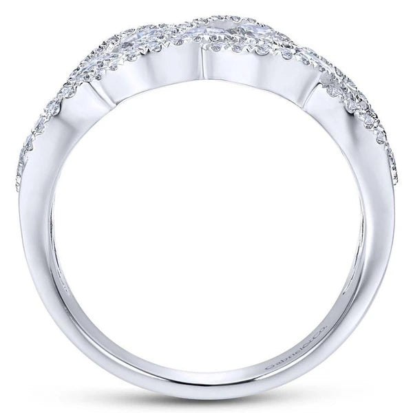 14K White Gold Woven Diamond Statement Ring