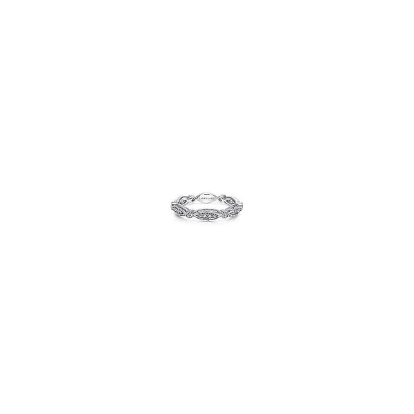14K White Gold Scalloped Stackable Diamond Ring