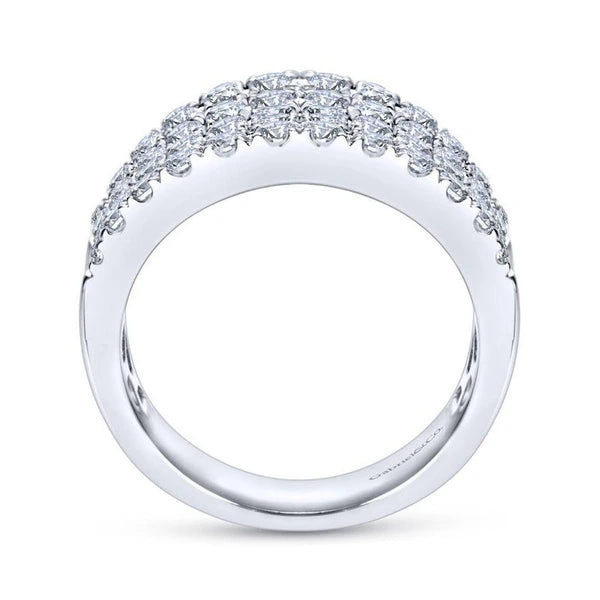 14K White Gold Wide Band e Diamond Ring