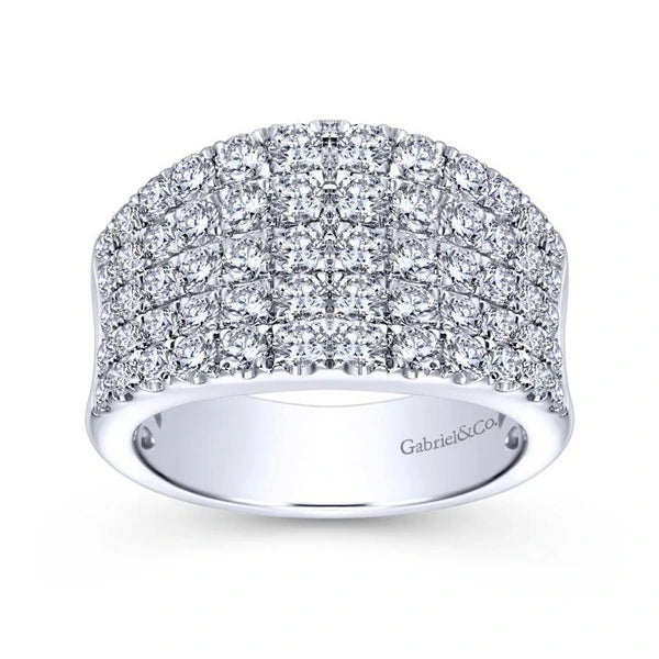 14K White Gold Wide Band e Diamond Ring
