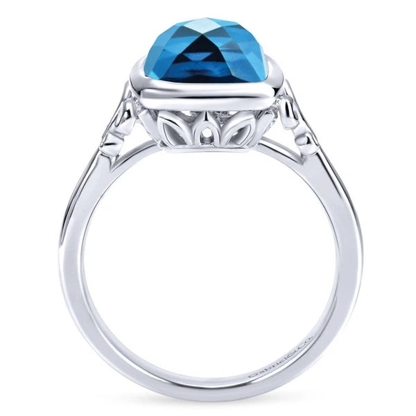 925 Sterling Silver Blue Topaz Ladies Ring
