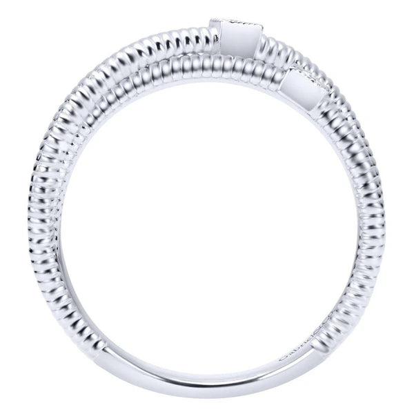 925 Sterling Silver Overlapping Diamond Station Ring