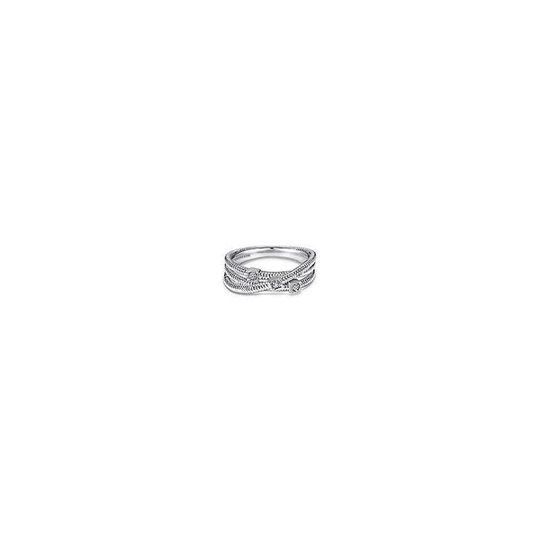 925 Sterling Silver Overlapping Diamond Station Ring