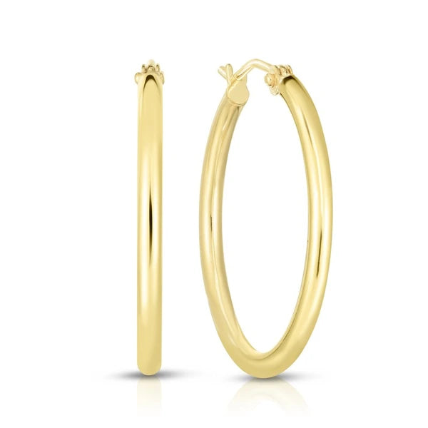 14K Gold 2x25mm Hoops