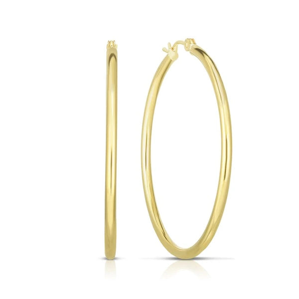 14K Gold 2x40mm Hoops