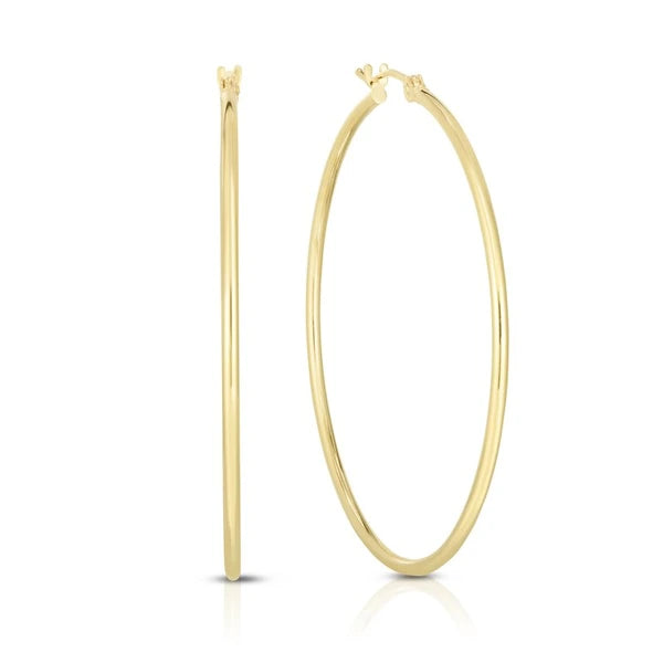14K Gold 1.5x45mm Hoops