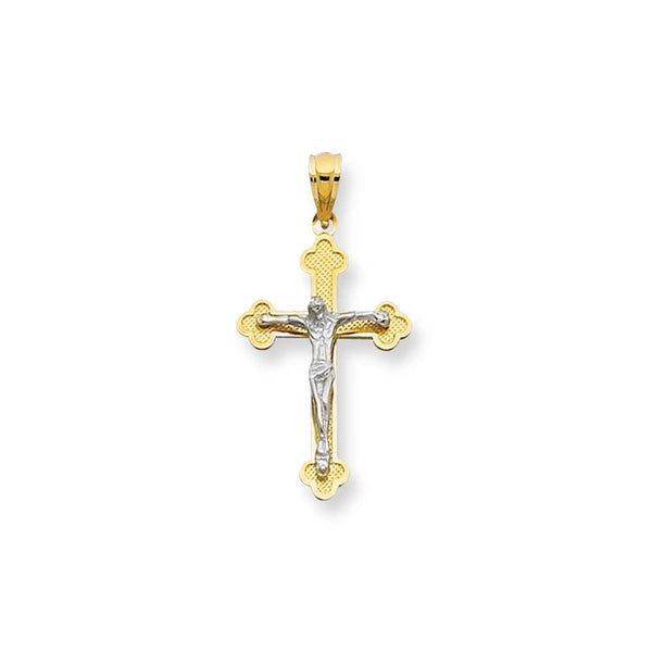 14K Gold Small Scalloped Edge Crucifix Cross