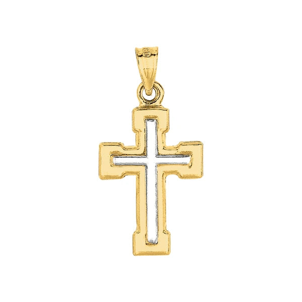 14K Yellow &amp; White Gold Cross