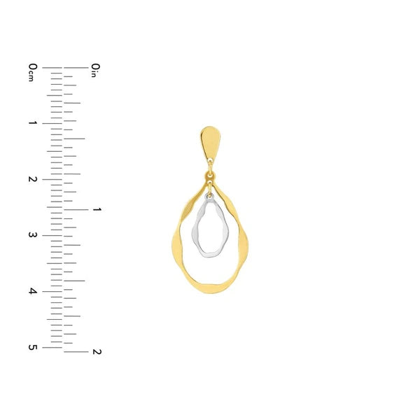 Two-Tone Stamped Double Teardrop Dangle Earrings