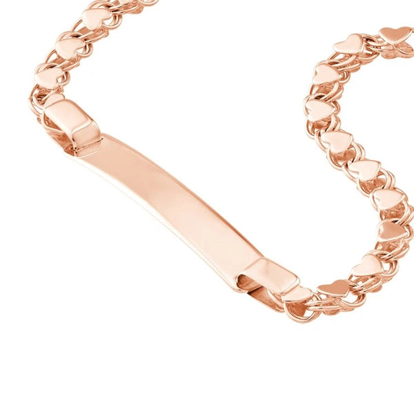 Kid's ID Bracelet on Heart Mirror Rope Chain