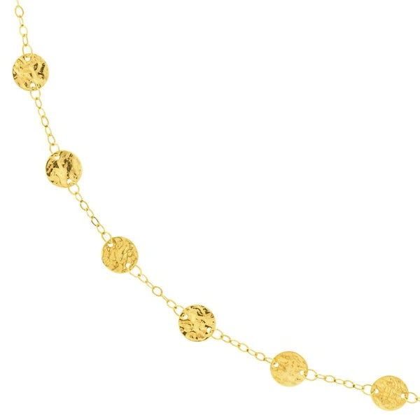 Long Chain Necklace with Hammered Discs