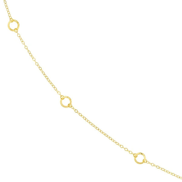 Long Open Hammered Circles Chain Necklace