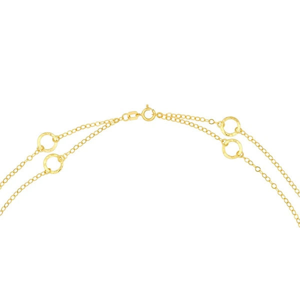 Long Open Hammered Circles Chain Necklace