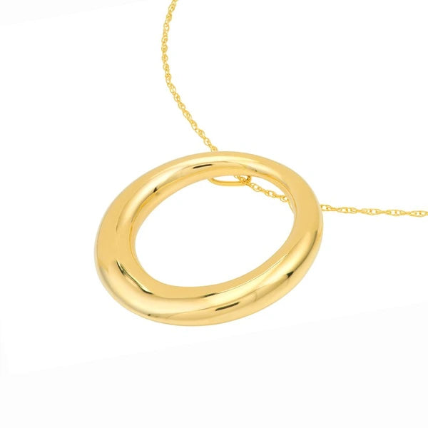 Tapered Puffy Circle Pendant Necklace