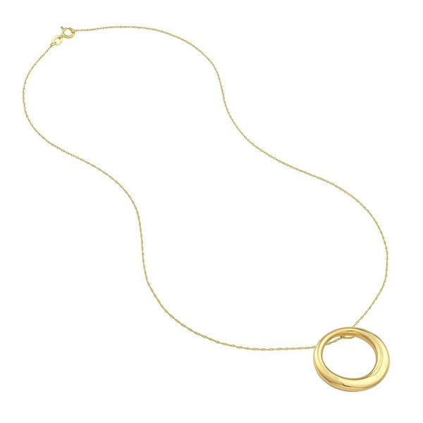 Tapered Puffy Circle Pendant Necklace