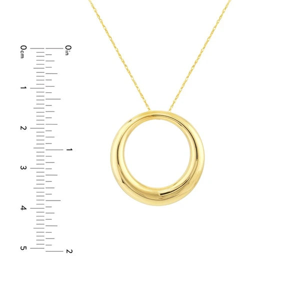 Tapered Puffy Circle Pendant Necklace