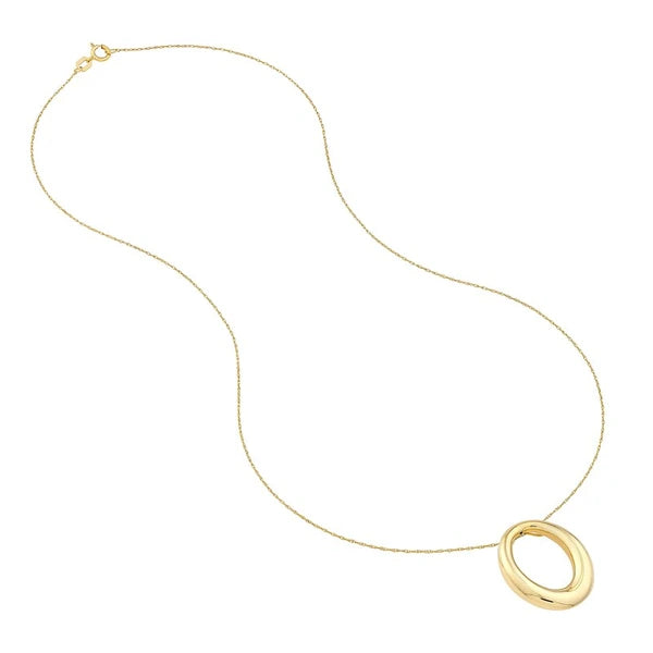 Tapered Puffy Oval Pendant Necklace