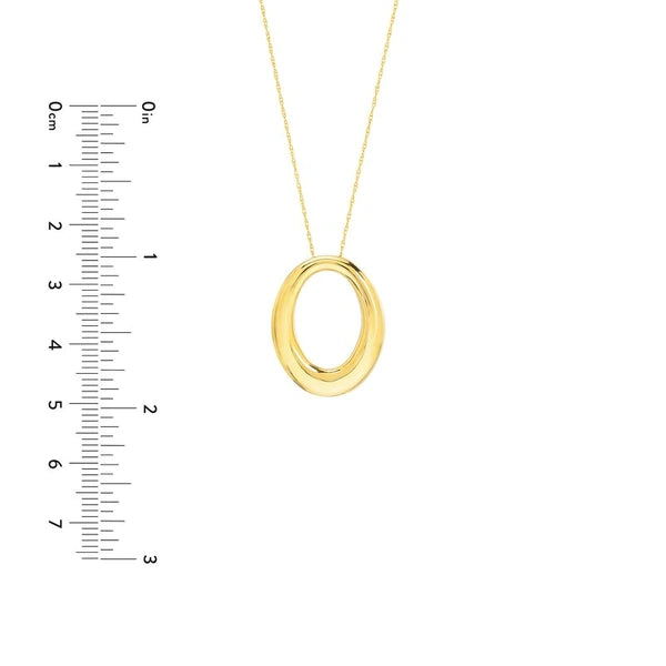 Tapered Puffy Oval Pendant Necklace