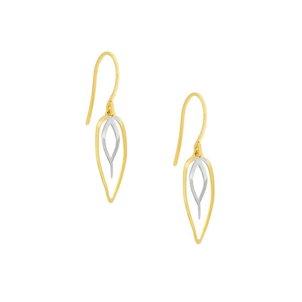 Two-Tone Double Curved Dangle Wire Earrings