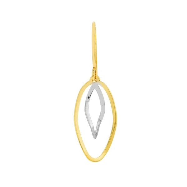 Two-Tone Double Curved Dangle Wire Earrings