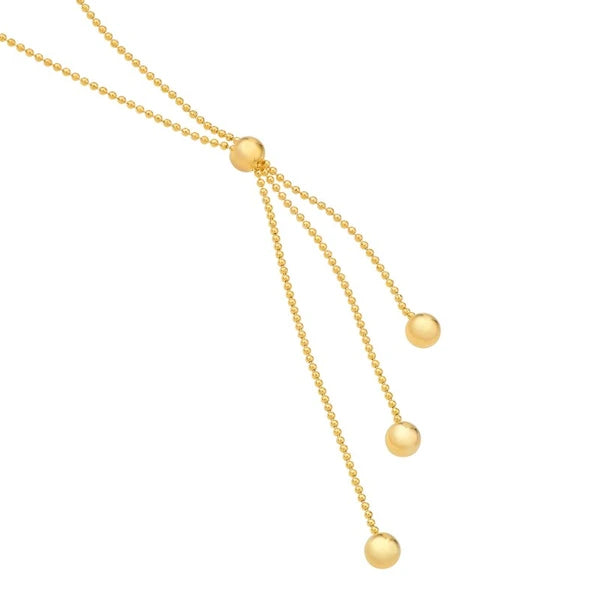 Triple Bead Dangle Lariat Necklace