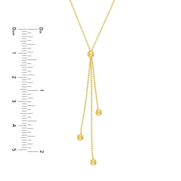 Triple Bead Dangle Lariat Necklace