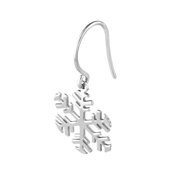 Polished Snowflake Earrings on Fish Hook