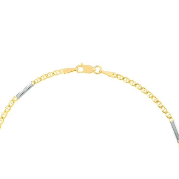 Two-Tone Mariner Chain Anklet with Staple Bars