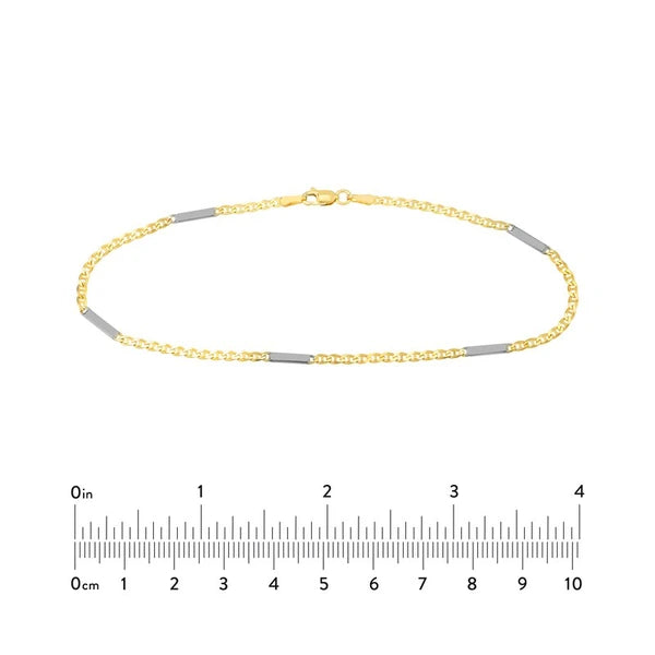 Two-Tone Mariner Chain Anklet with Staple Bars