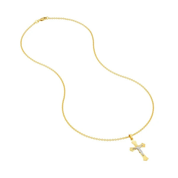 Two-Tone Fluted Crucifix Pendant
