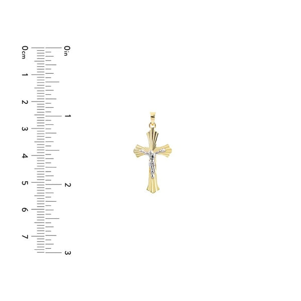 Two-Tone Fluted Crucifix Pendant