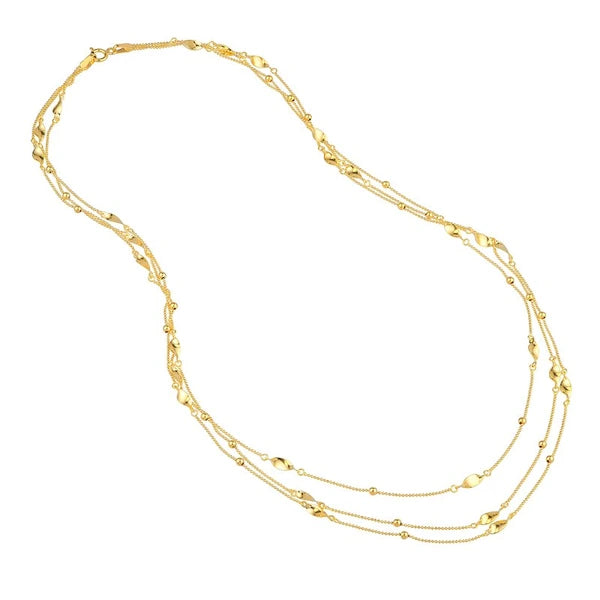 Layered Bead and Marquise Stations Necklace
