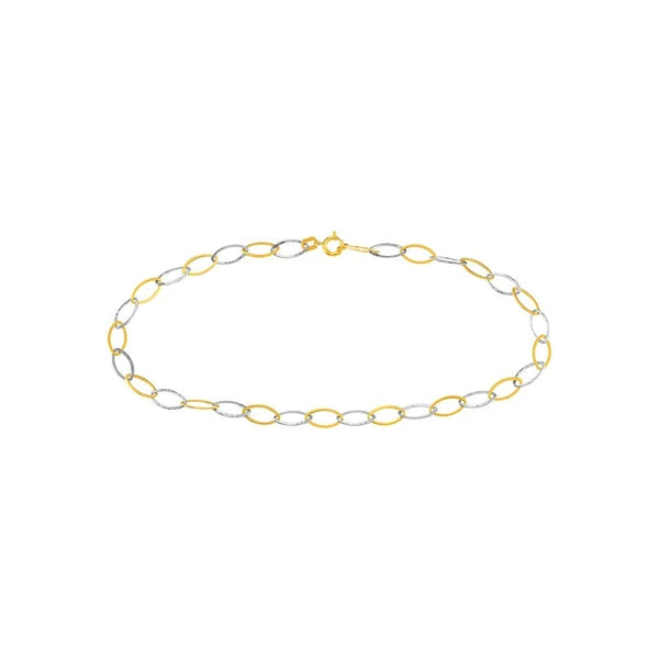 Two-Tone Oval Stamping Link Chain Anklet
