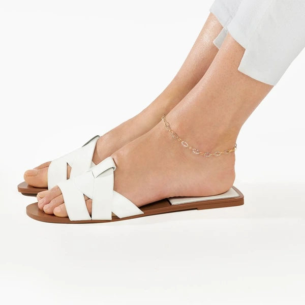 Two-Tone Oval Stamping Link Chain Anklet