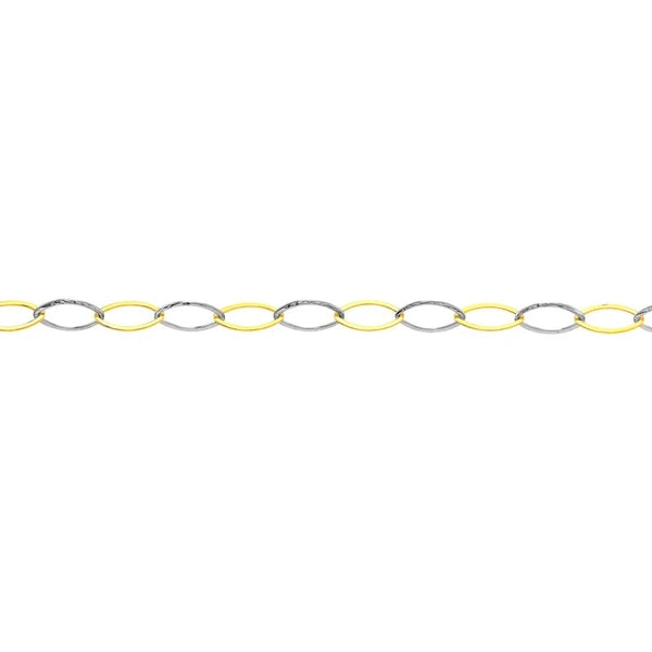 Two-Tone Oval Stamping Link Chain Anklet