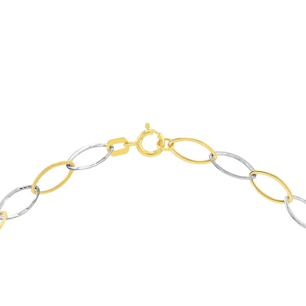 Two-Tone Oval Stamping Link Chain Anklet