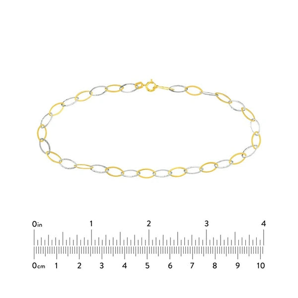 Two-Tone Oval Stamping Link Chain Anklet