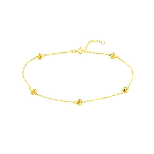 Puff Hearts on Piatto Chain Adjustable Anklet