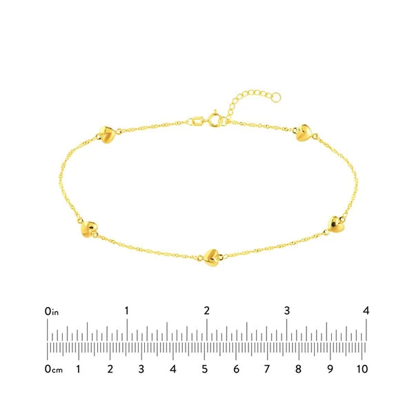 Puff Hearts on Piatto Chain Adjustable Anklet