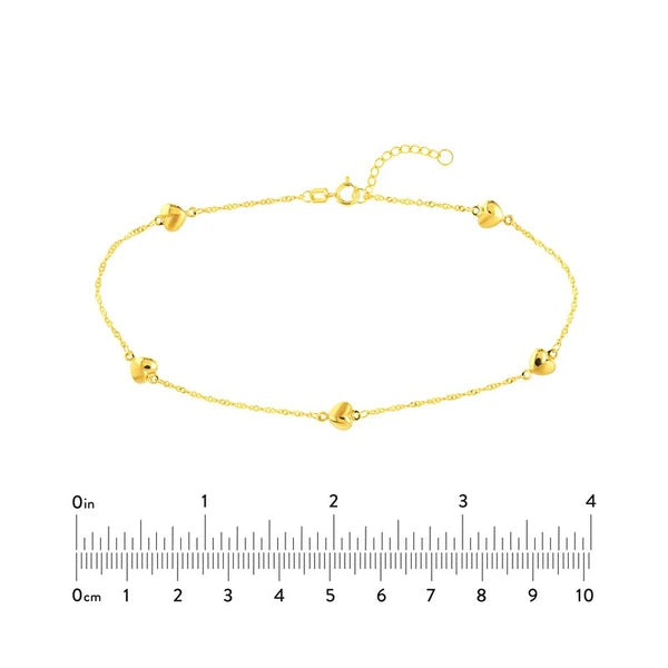 Puff Hearts on Piatto Chain Adjustable Anklet