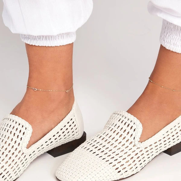 Two-Tone Rose Heart Trio Adjustable Anklet